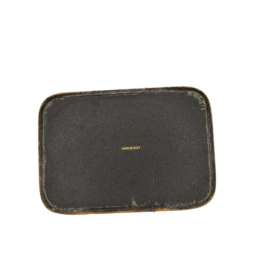 Vintage Italian Leather Jewelry‎ Case Travel Vanity Box Gold Tooled